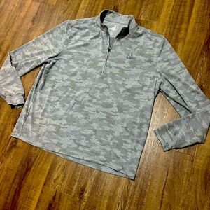 Johnnie O Sweater Mens Extra Large Grey Camo Golf Performance Quarter Zip Logo
